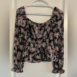 Mi Amore Floral Blouse in Black and Pink
